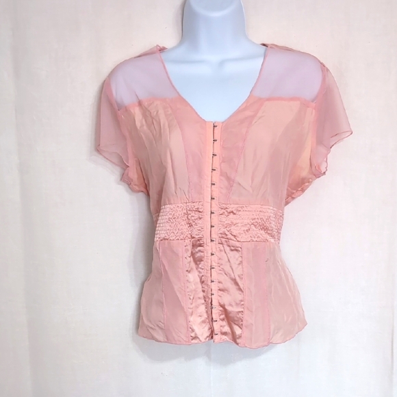 Vintage Sunny Leigh Pale Pink Silk Clasp Front Blouse Size Small - Picture 1 of 5